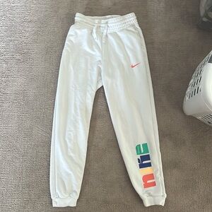 Nike Dry-Fit White Joggers, Size: S